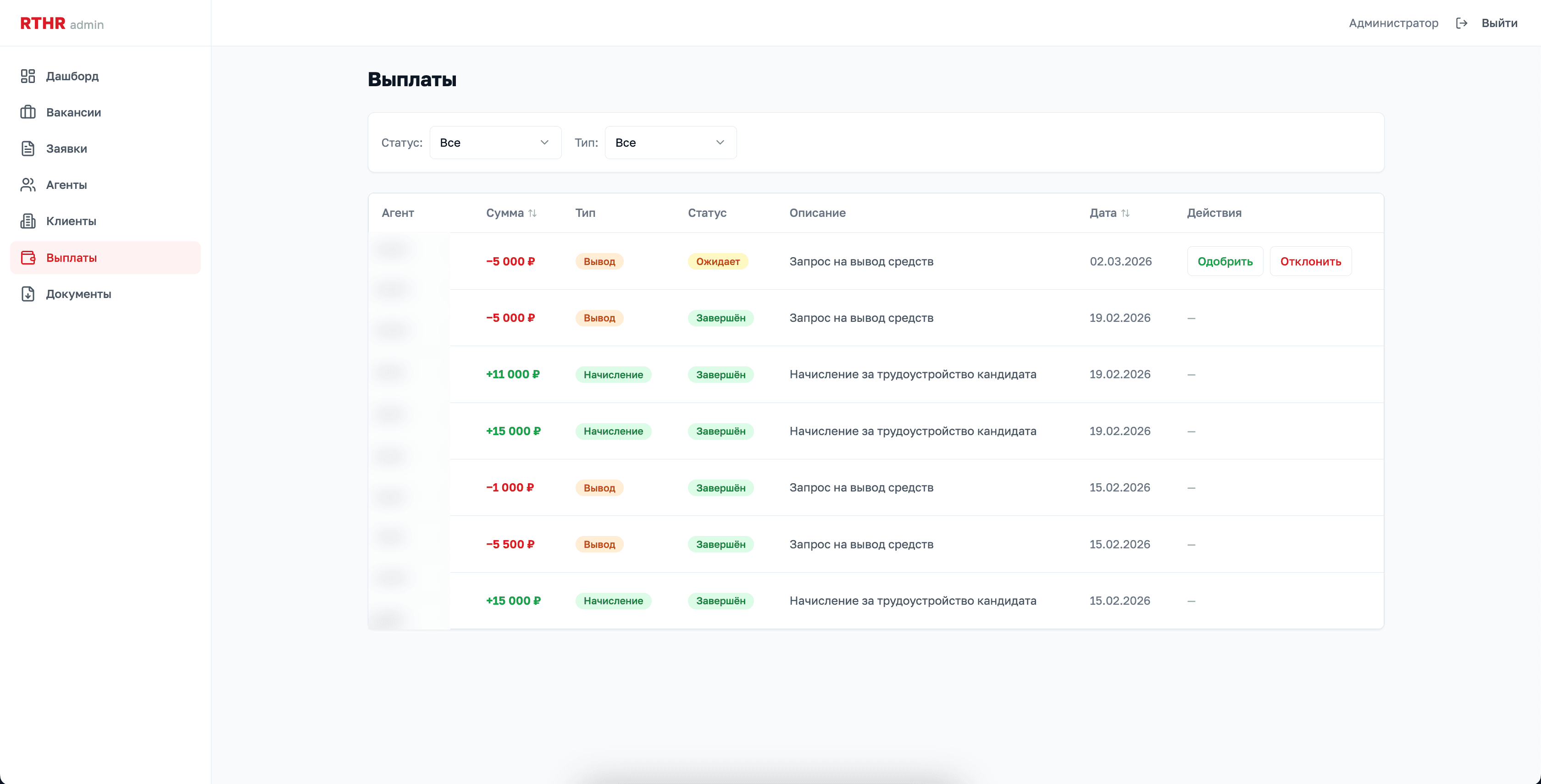Выплаты и начисления